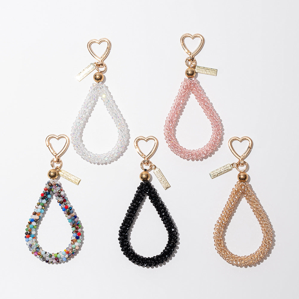 Wholesale Water drop keychain bag hand strap handmade beaded small pendant key charm